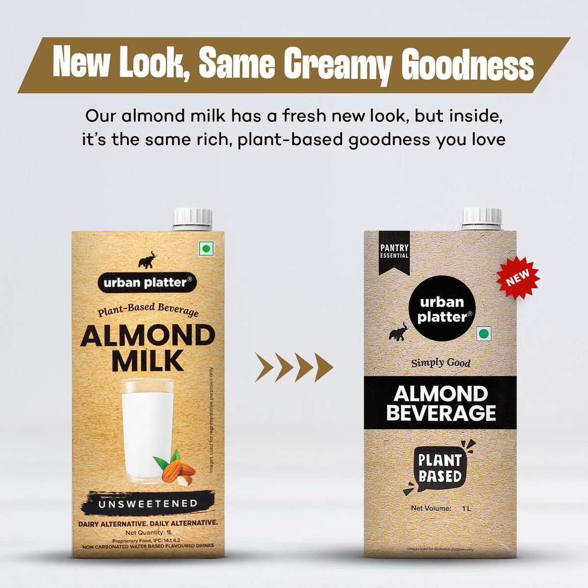Urban Platter Almond Milk, 1 Litre, Pack of 2 (Unsweetened | Lactose-Free | Plant-Based Milk Alternative | Works Beautifully in Tea and Coffee)