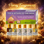 Parag fragrances Top Attars Collection Of India/Alcohol Free Attar Gift Pack (Top 6 Attars Of India, Oudh,White Oud,Musk Safi, Unisex Adult, Liquid)