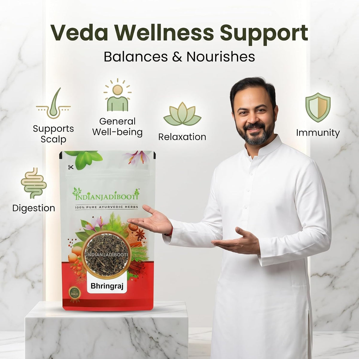 IndianJadiBooti Pure Bhringraj Dry (Whole Herb) | Raw Eclipta Alba for DIY Hair Oil Infusions, Scalp Nourishment & Hepatic Vitality