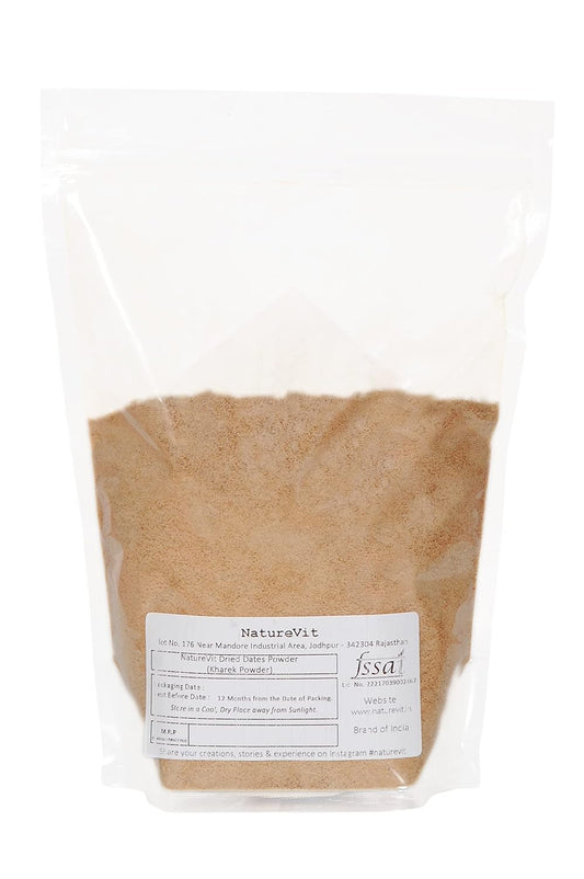 NatureVit Dried Date Powder (Kharek Powder) 1 Kg | Natural Sweetener & Energy Booster | No Added Sugar | Rich in Iron, Calcium & Fiber | Ideal for Kids, Desserts, Milk & Health Mixes