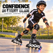 Toy Imagine Adjustable Inline Skates for Kids & Adults, Ages 6-18, Black