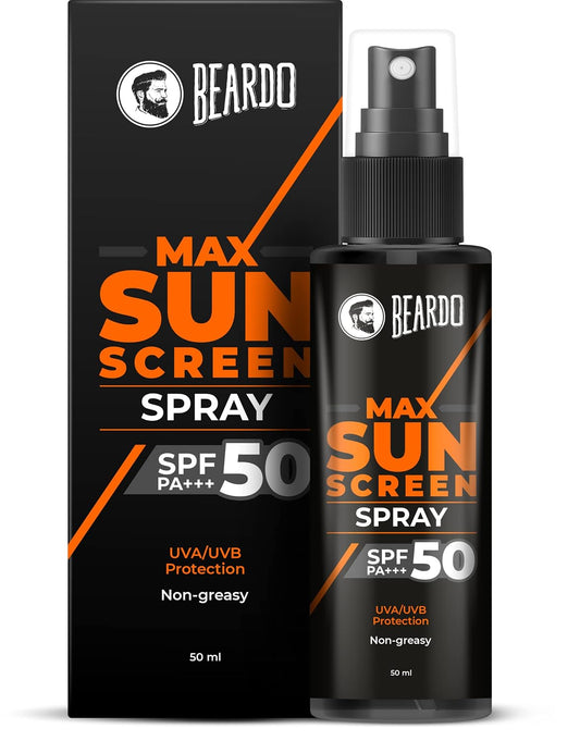 Beardo Max Sunscreen SPF 50 & PA+++ Spray for Men | Non-greasy Spray for Men | Easy Application of Sunscreen for Oily Skin | UVA UVB Protection | 50ml