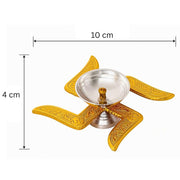 DSH Brass Diya Brass Swastik Diya Oil Diya with Velvet Box for Diwali,Temple,Office Puja and Return Gift.(DYA-SWASTIK)