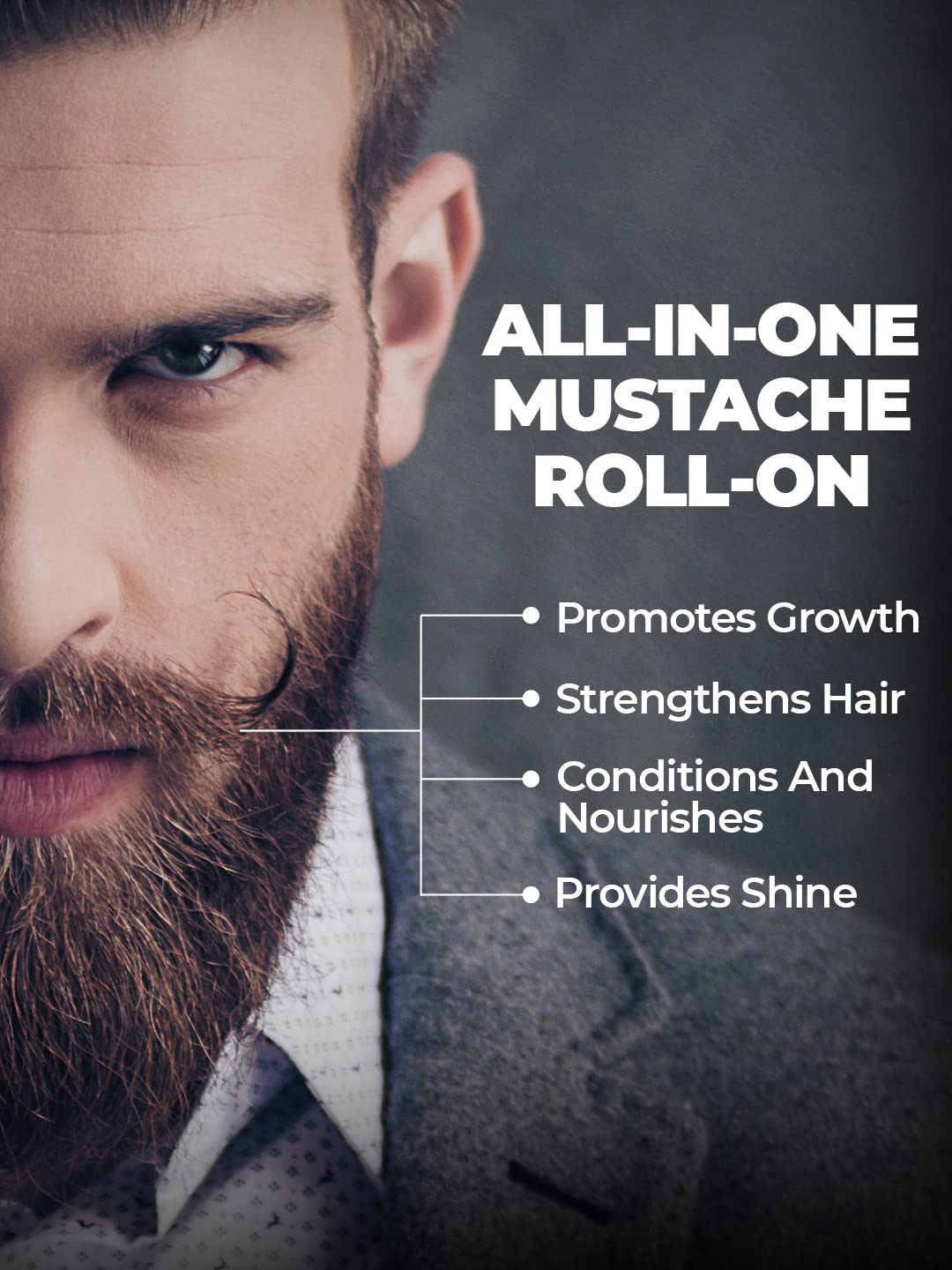 Beardo Mustache Growth Roll On 8 ml | Stimulates Hair follicles | Boosts Mustache Hair Growth | Goodness of Almond & Coconut Oil | Easy to use Roll on