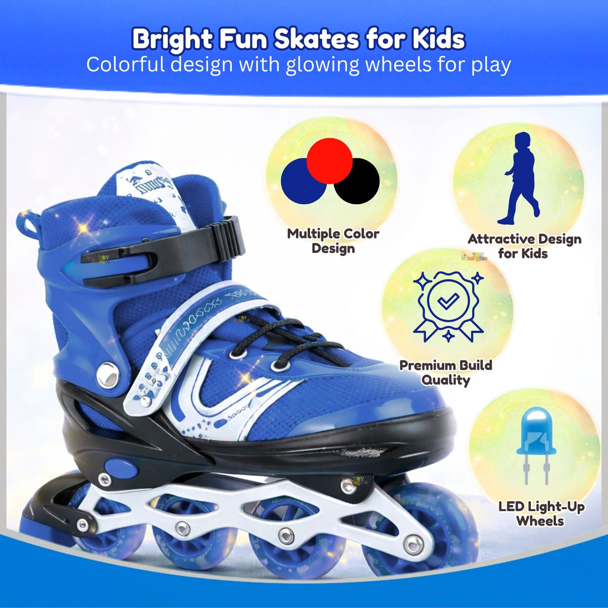 Toy Imagine Inline Skates, Adjustable, Boys Kids & Girls, Blue