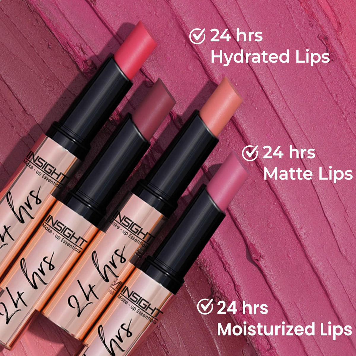 INSIGHT 24 Hrs Non-Transfer Matte Lipstick | Lightweight, Highly Pigmented, Long Wear | Kiss Proof & Smudge Proof | With Vitamin E & Jojoba Oil | Vegan, Toxin Free |Shade - 19 How Are You (3g)