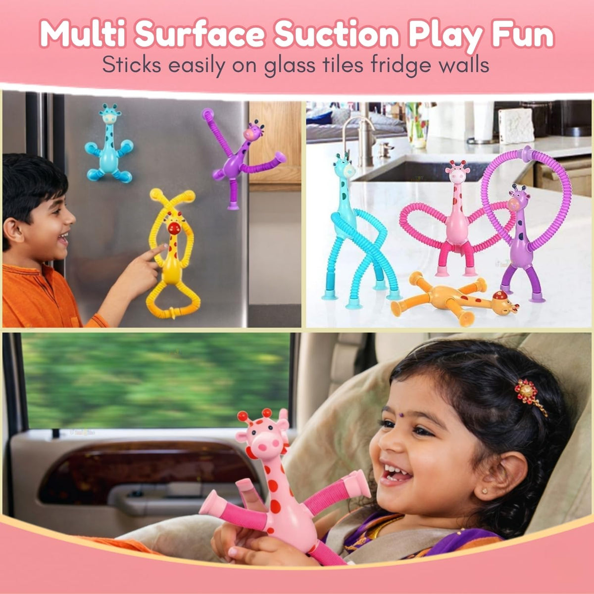 Toy Imagine Pack of 12 Telescopic Suction Toys Giraffe for Kids Birthday Return Gift Set Bulk Gifting Party Favor Toys for Kids Boys Girls