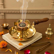 DSH Metal Dhoop Holder Incense Burner Loban Dhoop Dani Aarti Dhoop Dani Stand Burner for Home Office Temple Puja (Gold)