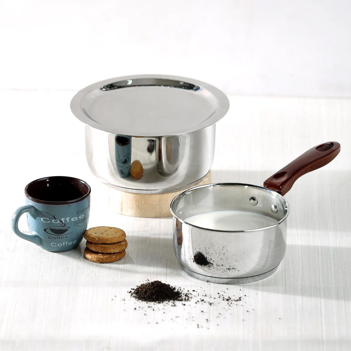 Vinod Stainless Steel Tope with Lid, 1 LTR & Sauce Pan Set, 1.8 LTR