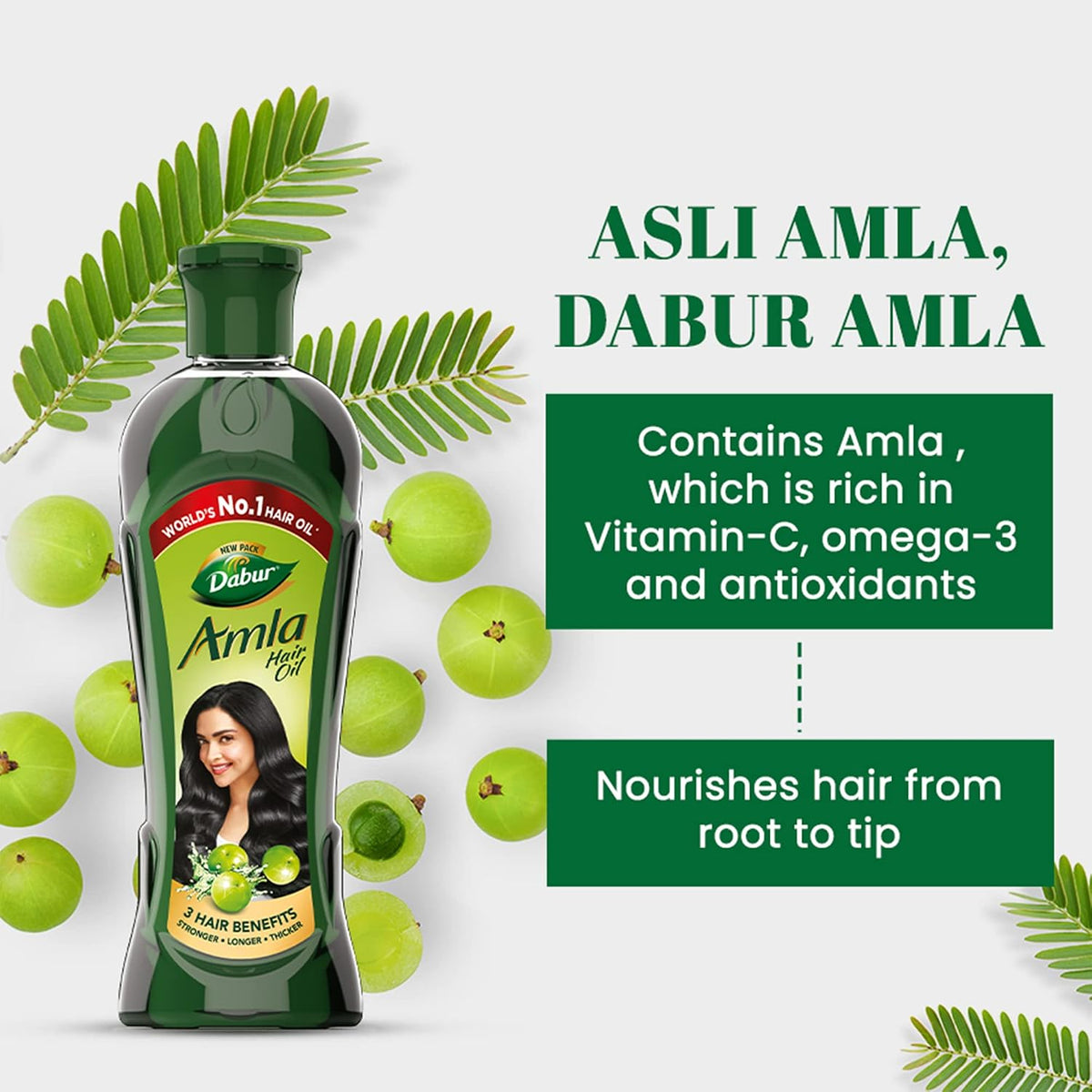 Dabur Amla Hair oil for Stronger, Longer and Thicker Hair -180ml
