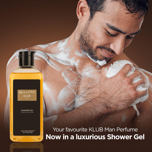 Bella Vita Luxury KLUB Man and OUD WHITE Body Wash Refreshing Shower Gel for Deep Cleansing, Hydrating & Moisturising Skin with Aloe Vera, 250 ml Each