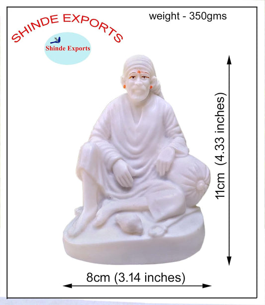 SHINDE EXPORTS shirdi saibaba Idol Marble/saibaba Idol for car Dashboard 11 cm