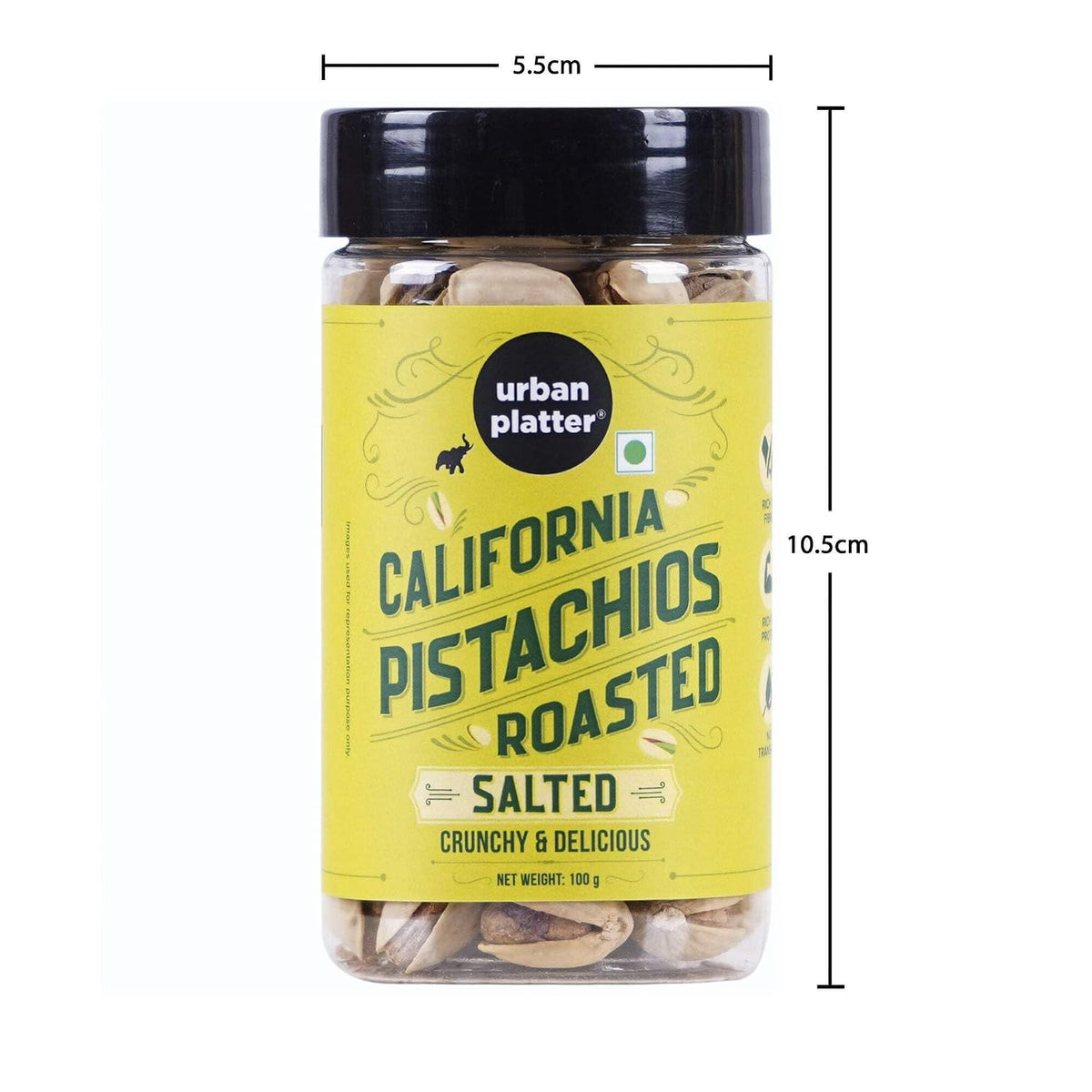 Urban Platter Roasted Salted California Pistachios, 100g [Lightly Salted | Premium California Pistachios In Shell | Rich in Fibre | Rich in Protein | Add to Fruit Salads, Oatmeals, Trail Mixes, Desserts, Baked Goods]