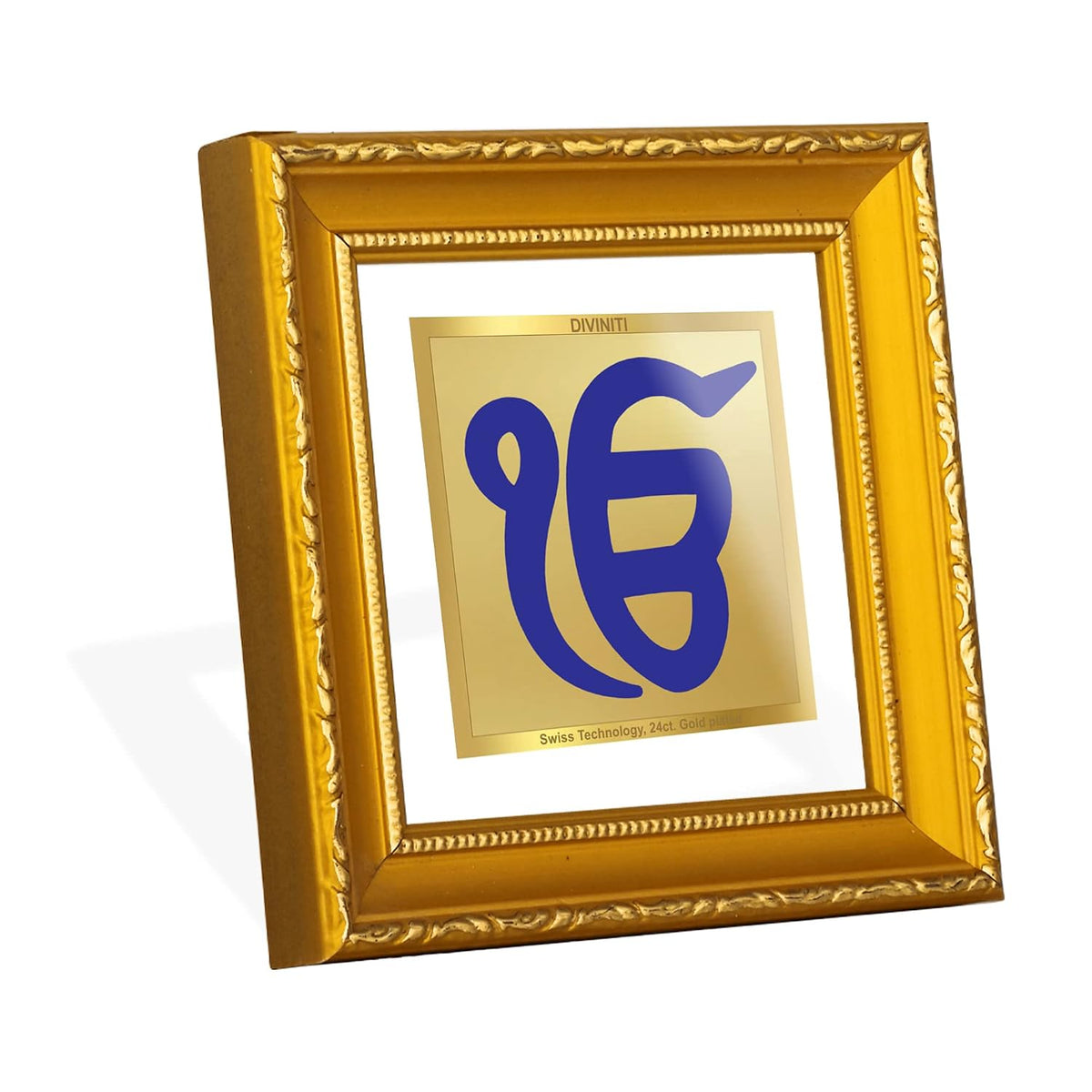 Diviniti Ek Omkar Gold Plated Wall Photo Frame, Table Décor| DG Frame 101 Size 1A and 24K Gold Plated Foil| Religious Photo Frame Idol For Pooja, Gifts Items (10 CM X 10 CM)
