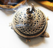 DSH Brass Peacock Tortoise Dhoop Dani Incense Burner for Puja Traditional Loban Burner Dhoop Holder for Home, Temple, Office, Meditation