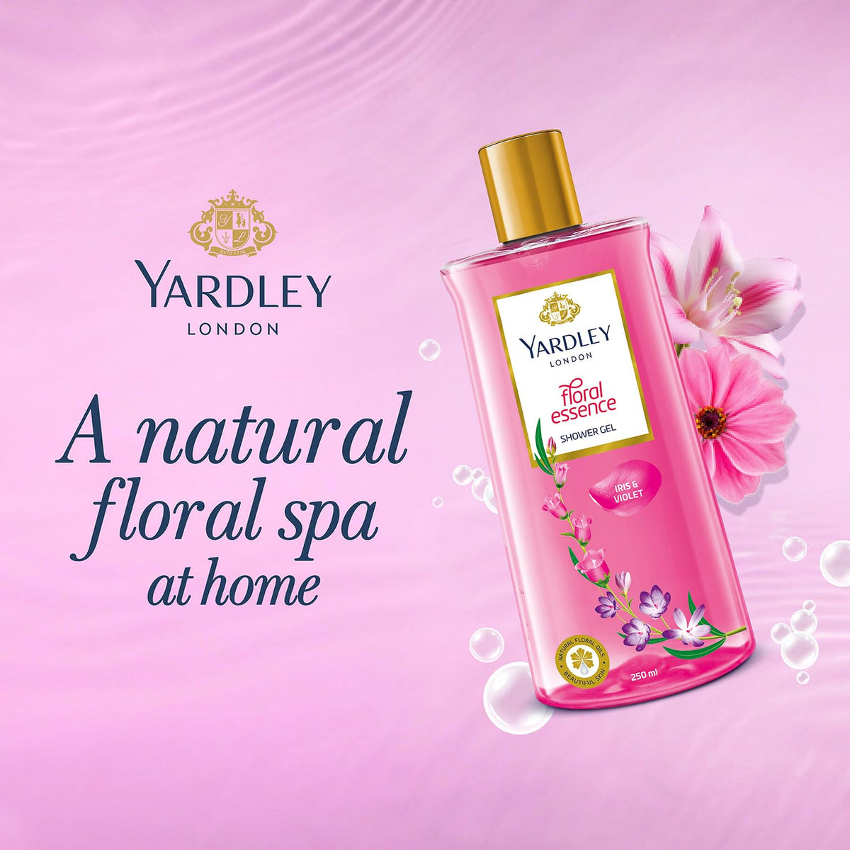 Yardley London| Shower Gel| Floral Essence| With Natural Floral Oils Of Iris & Violet| No Parabens| No Silicones | 250ml