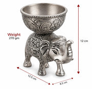 KridayKraft Metal Elephant Dry Fruit Bowl Showpiece Silver Polish for Your Home, Office Table Decorative, Elephant Showpiece Bowl for Gift, Animal Figurines