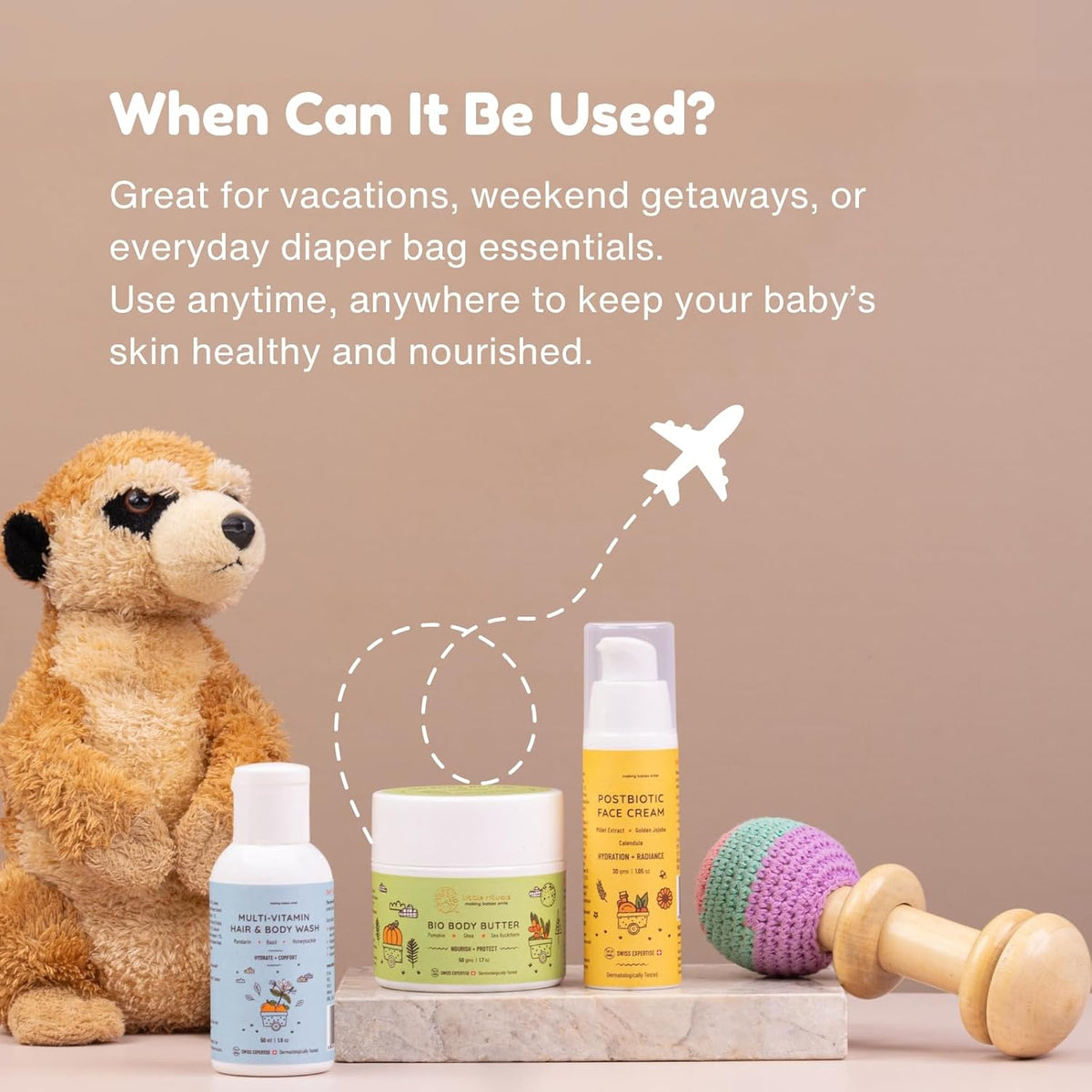 Little Rituals Travel Kit/Gift Pack for Kids, Baby, Children| Premium Gift Pack for Baby | Newborn Baby Essentials Combo | Baby Products Mini Pack | New Born Baby Products | Baby Skin Care Collection for Travelling Parents | Body Wash 50 ml, Face Cream 30 gm, Body Butter 50 gm