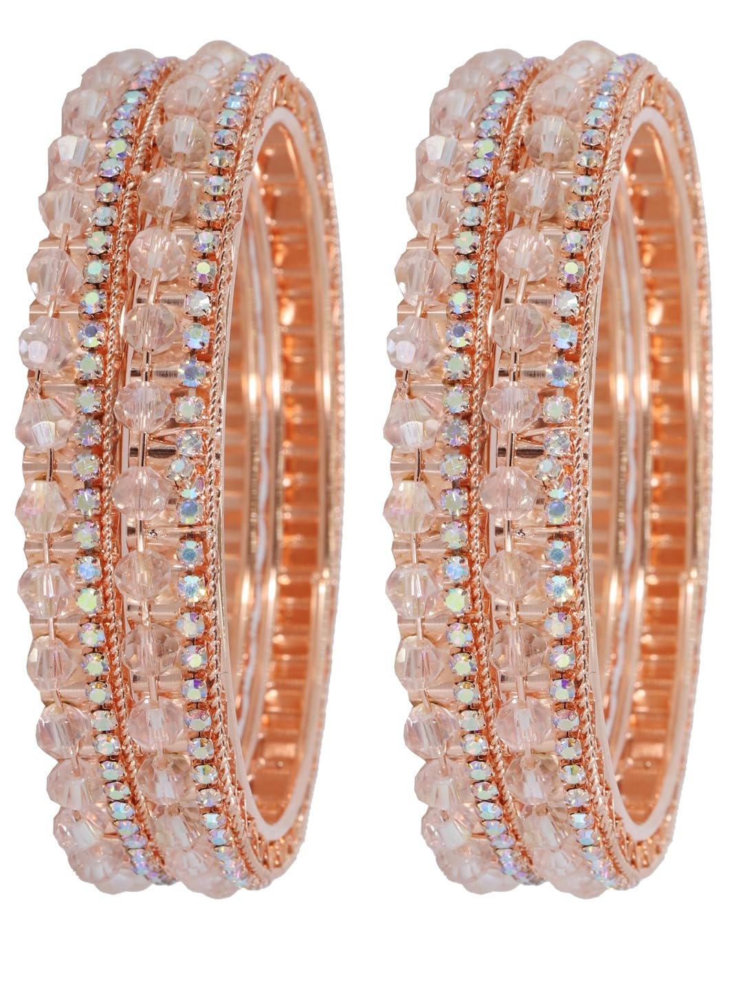 NMII Premium Alloy Metal Kada Set with Shiny Diamond Stone For Women & Girls | Fancy Latest Women's Kangan Stylish | Beautiful Girl's Bangles For Wedding, Party, Daily, Gift - Set Of 4