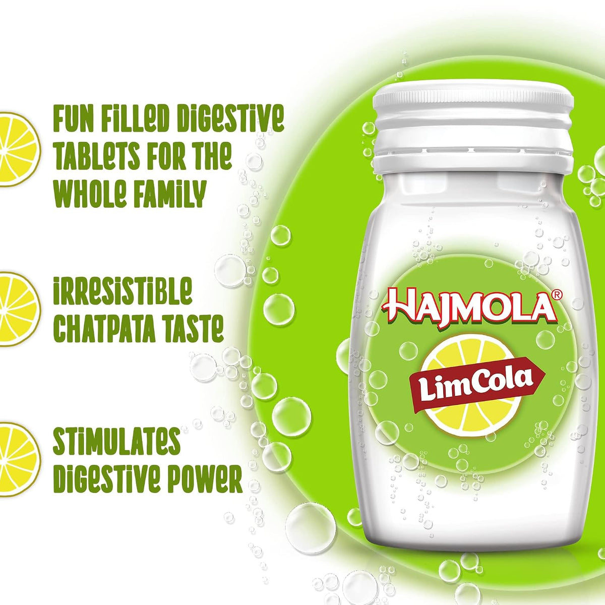 Dabur Hajmola Tasty Digestive Tablets (Limcola Flavour) - 120 Tabs | Healthy, Tasty & Chatpata | Improves Digestion | Relieves from Constipation | Unique Mix of Hajmola & Lemon