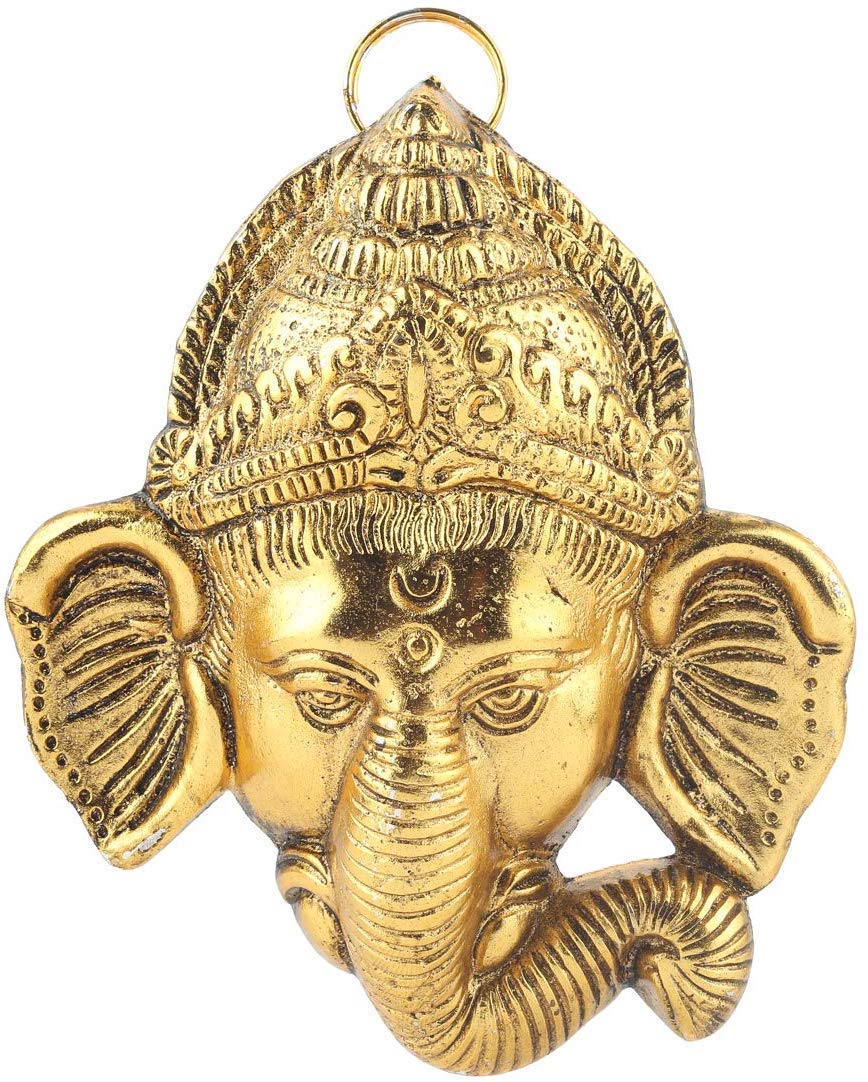 Kridaykraft Multicolour Handmade Decorative Feng Shui Metal Pan Leaf Hanging Metal Ganesh Ji Statue