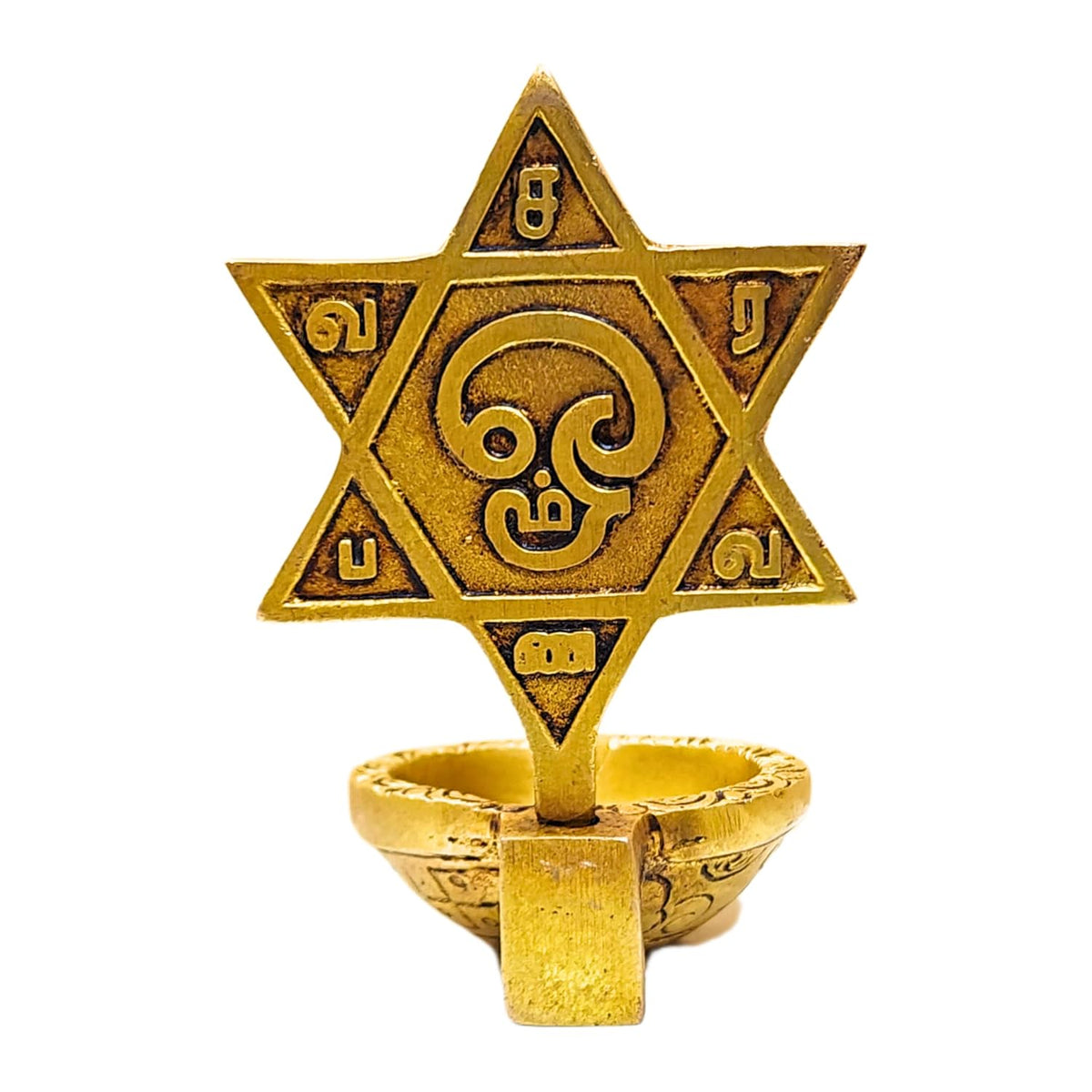 Aalayam Selveer Om Saravana Bhava Vilakku | Saravanabava Vilakku 10 CM Height, Brass, Gold Colour, 1 No