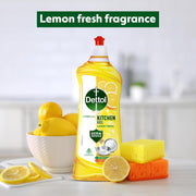 Dettol Dishwash liquid and Kitchen Gel | Cuts Tough Grease | Remove germs | Lemon Fragrance | 750ml (Bottle)