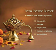 DSH Brass Dhup Dani Dhuna Loban Burner Kapoor Dani Incense Burner Sambrani Holder for Puja Home Decor & Gifting. (Large)