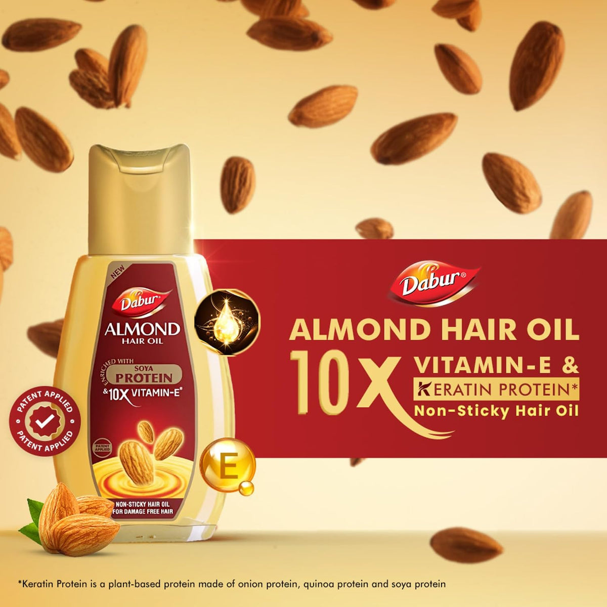 Dabur Almond Hair Oil - with Almond, Vitamin E and Soya Protein (100 ml +50 ml Free )