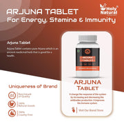 Holy Natural Arjuna Tablet – 120 tablet (500 mg/tab) | Ayurvedic Herbal Supplement | Supports Heart Health & Wellness