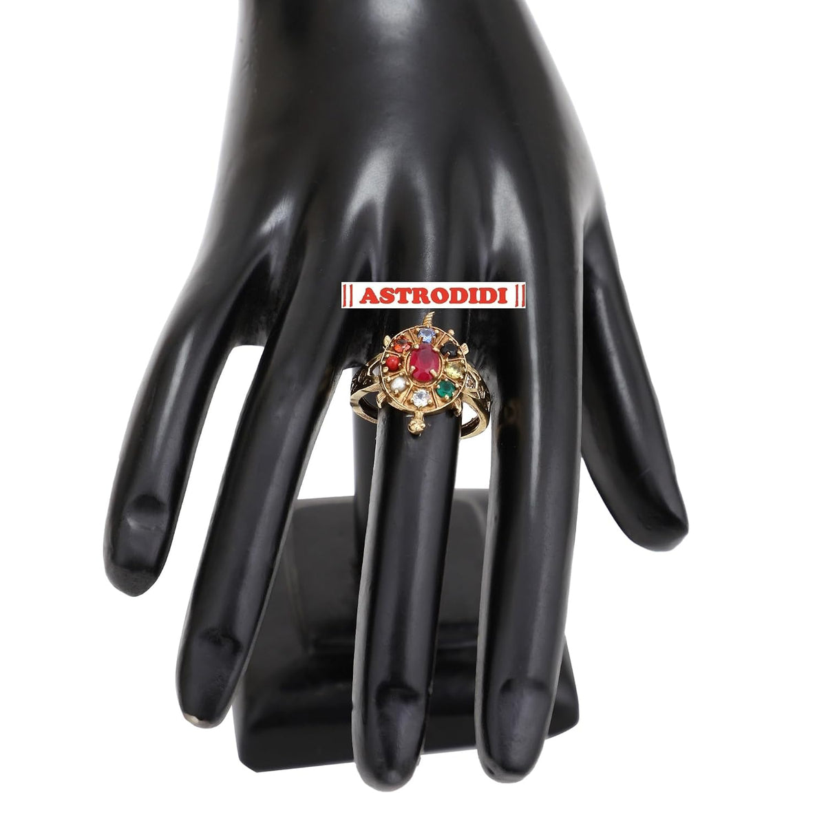 ASTRODIDI Multicolor Zircon Crystal Stone Tortoise Ring | Adjustable Brass Kachua Turtle Meru Fashion Ring For Men Women Boys and Girls