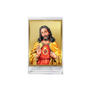DIVINITI 24K Gold Plated Religious Car Dashboard Frame | Premium God Idol Frame for Car, Home Mandir & Office Table | Spiritual Gift, Decorative Showpiece | Jesus Christ