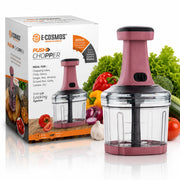 E-COSMOS® Food Chopper 800ml, 3 Blade Steel Large Manual Hand-Press Vegetable Chopper Mixer Cutter to Cut Onion, Salad, Tomato, Potato (Dusty Blush)