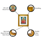 Diviniti Goddess Gayatri Gold Plated Wall Photo Frame, Table Décor| DG Frame 101 Size 1 and 24K Gold Plated Foil| Religious Photo Frame Idol For Pooja, Gifts Items (13.5 CM X 15.5 CM)