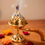 DSH Loban Burner Home Purifying Pure Brass Loban Burner Dhooni Brass Incense Holder for Home Office and tample Used.(LBN-04)