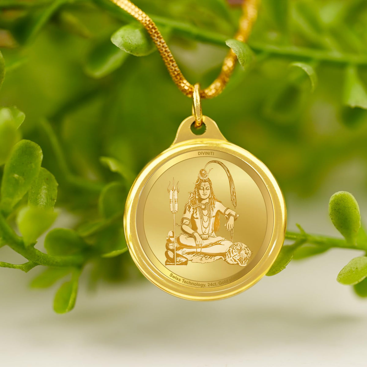 DIVINITI 24K Gold Plated Double-Sided Religious Pendant with Premium Gift Box, Spiritual Locket for Men & Women, Devotional Jewellery for Gifting & Everyday Wear | Shiva & Om Namah Shivay-1