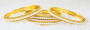 NMII Non-Precious Metal Base Metal with Curtting Pattern and Pearl Studded worked Glossy Finished Kada/Bangle Set For Women and Girls