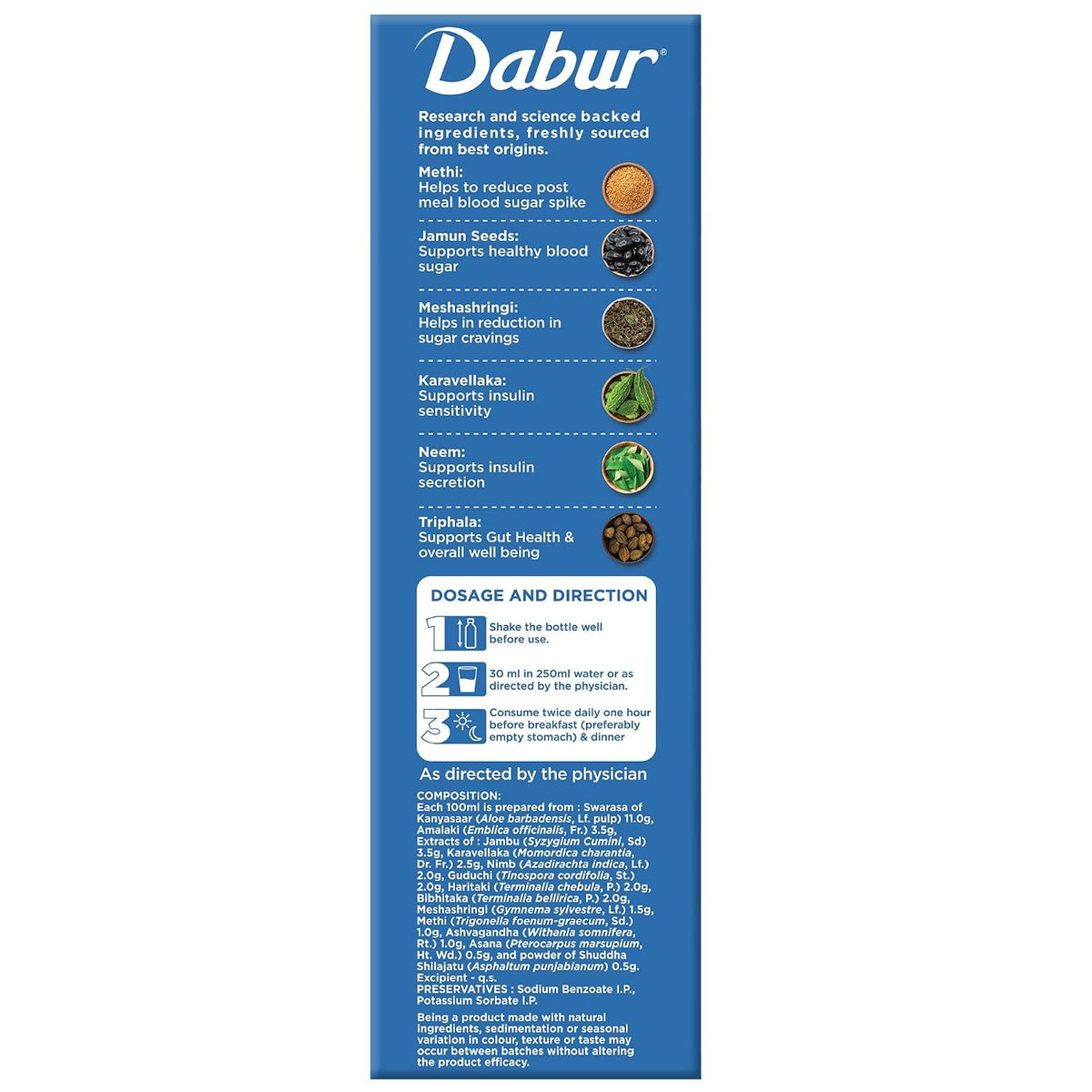 Dabur Dia Control Juice - 500ML | Clinically Proven Diabetic Care | Supports Healthy Blood Sugar Levels & Insulin Sensitivity | Reduces Post Meal Sugar Spikes | Amla, Karela, Jamun, Triphala & More
