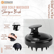 E-COSMOS® Hair Scalp Massager Shampoo Brush with Soft Silicone Bristles Kitchen for Anti Dandruff Removal Head Massager Prevents Hair loss for Men, Women (BLACK)