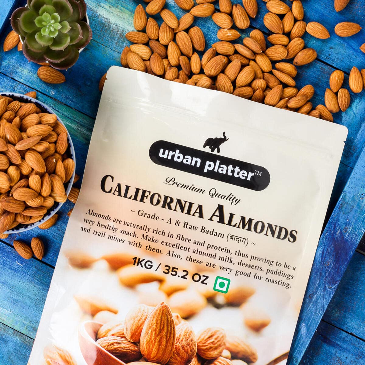 Urban Platter California Almonds, 1 Kg (Rich in Fibre, Rich in Protein)
