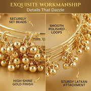 NMII Ethnic Wear Bangles Gold-Tone Alloy with Musical Ghungroo Charms | Women Fashionable Jewelry | Designer Bracelet Bangles For Girls | Viral Kashmiri Chudiya for Weddings, Festivals & Parties