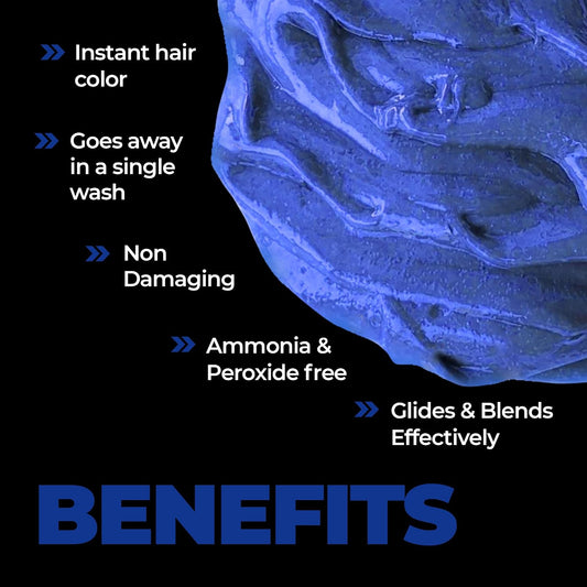 Beardo Dye Hard Temporary Hair Color - Metallic Blue, 25g | Temporary 1-Day 1-Wash | DIY Instant Hair Color Makeup for Men | No Bleach | No Ammonia | No Damage