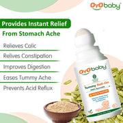OYO BABY Tummy Roll-On for Babies | Colic Relief, Constipation & Indigestion | Hing & Saunf Formula |100% Ayurvedic - 40ml - Pack of 1