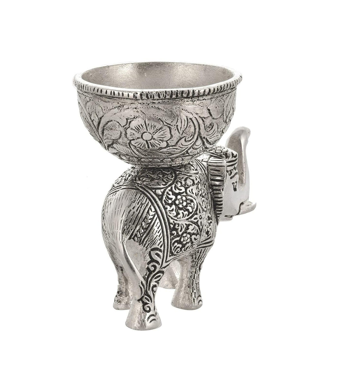 KridayKraft Metal Elephant Dry Fruit Bowl Showpiece Silver Polish for Your Home,Office Table Decorative,Elephant Showpiece Bowl Set (2 Pcs) for Gift,Animal Figurines...
