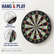 Toy Imagine 18 Inch Double-Sided Dart Board Set with 6 Darts