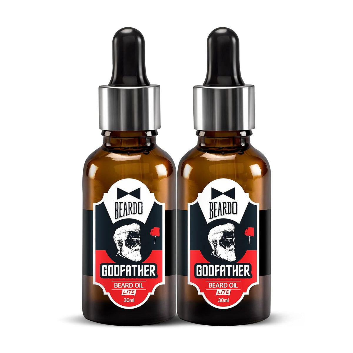 Beardo Godfather Lite Beard and Moustache Oil (30 ml x Pack of 2) | Beard Oil for men | Non-Sticky, Light; Almond Oil, Aloe vera, Vitamin E, Shiny Nourished Beards