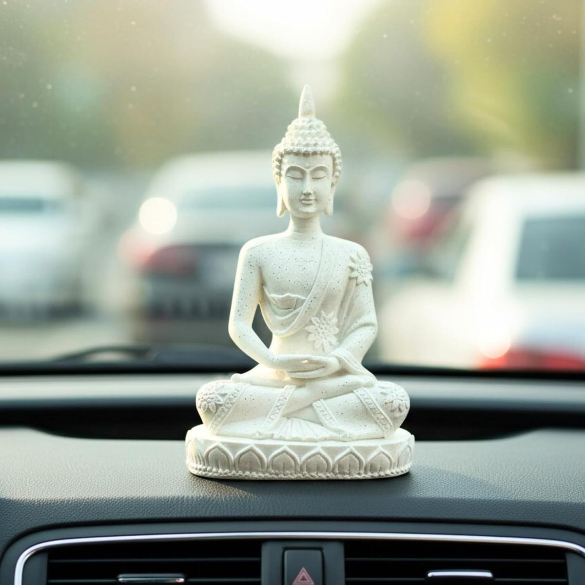 YaaNatural Polyurethane Yaa Military Catchy Buddha For Car Dashboard & Home & Office Decor It'S Make You Positive Every Day (Colour/Sliver) Yn2