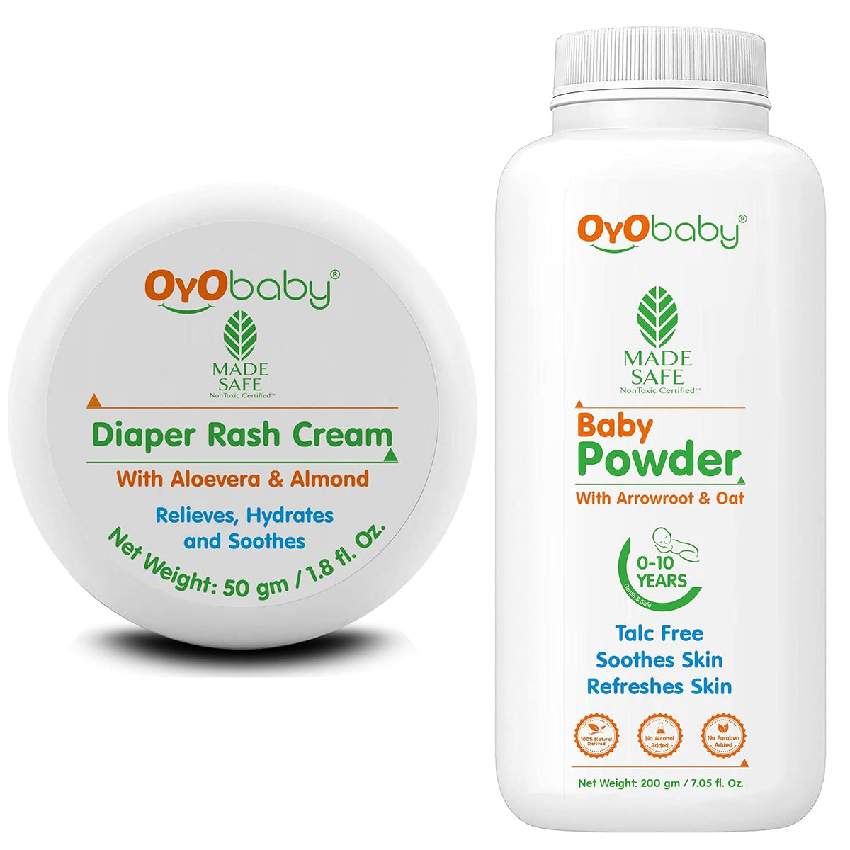 OYO BABY Kids Combo Set BABY Talc Free Baby Powder & BABY Diaper Rash Cream Pack Of 1