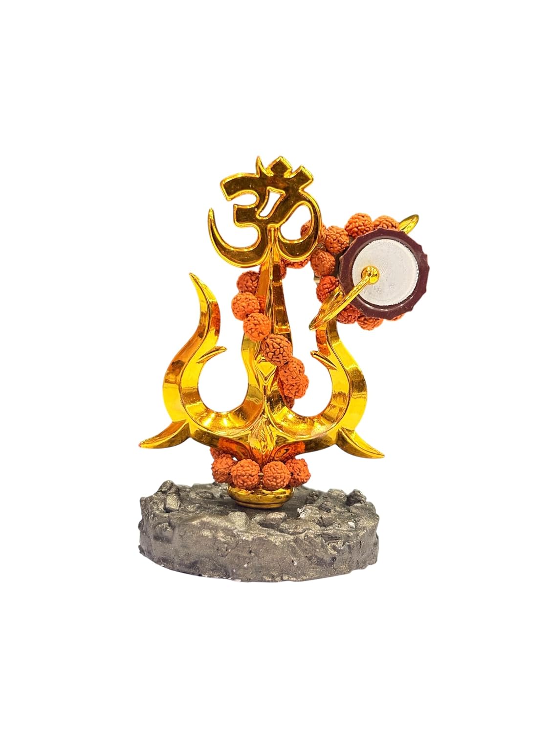 RUDRADIVINE Lord Shiva Om Trishul with Damru & Rudraksha Mala Idol | Mahadev Spiritual Statue for Home Temple, Car Dashboard, Pooja Decor