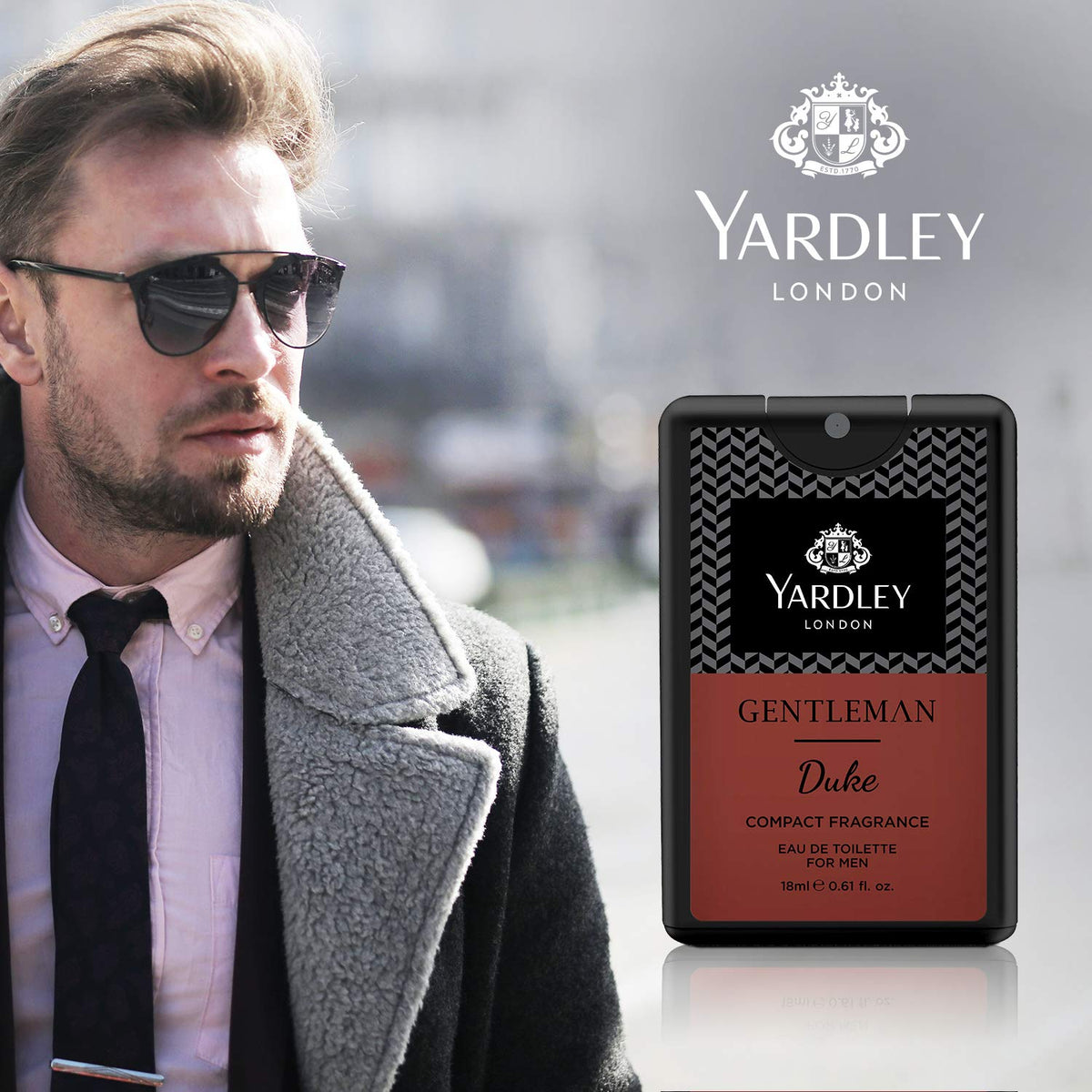Yardley London Gentleman Duke Compact Perfume For Men, 18Ml - Musk, Cedar, Pineapple, Spray